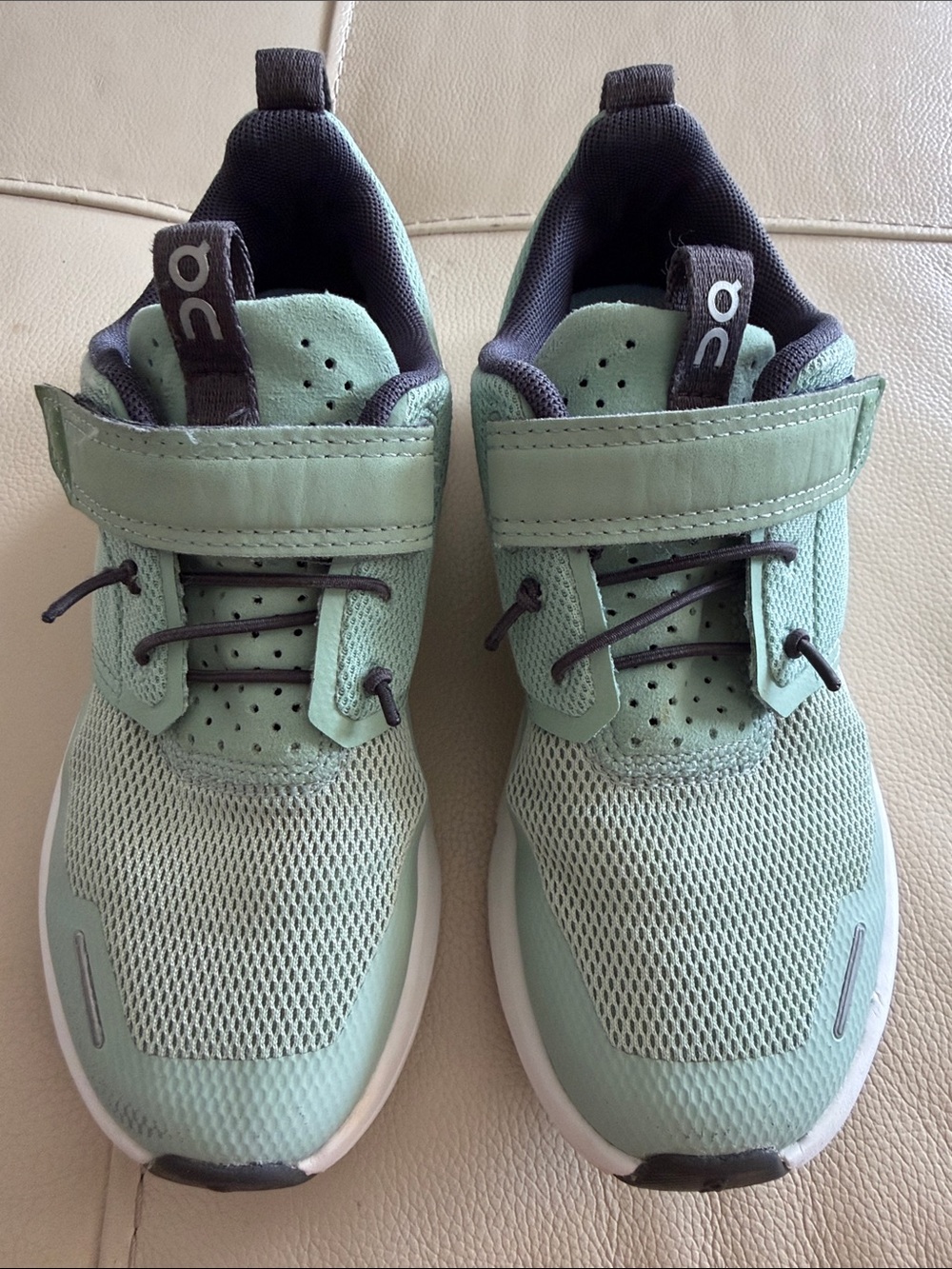 On Running Kids Mint Green and Gray Athletic Sneakers
